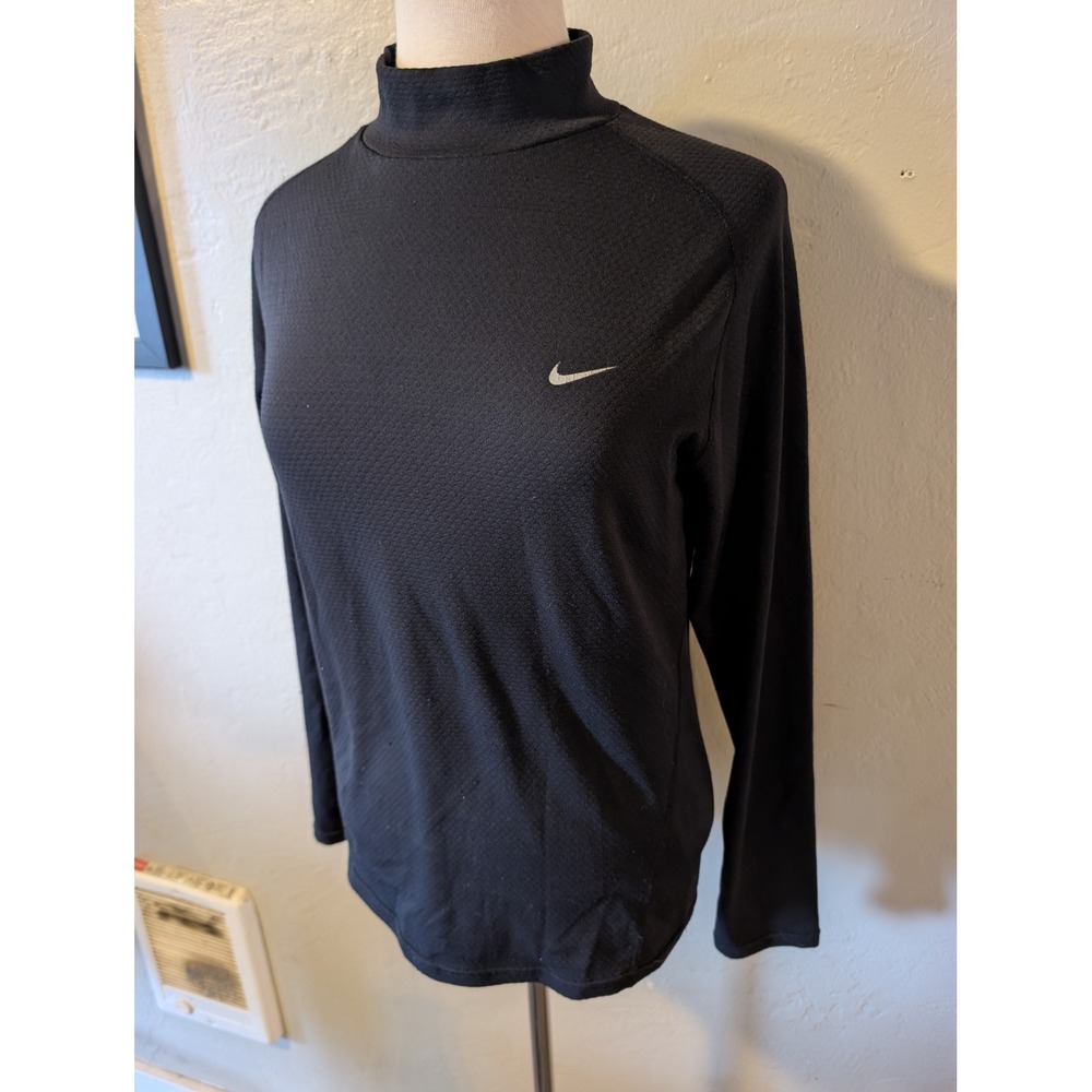 Nike Sphere Dry Black Mock Neck long‎ Sleeve womens size L